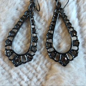Open Work Gunmetal Earrings